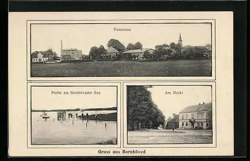 AK Bornhöved, Panorama, Partie am Bornhöveder See, Am Markt