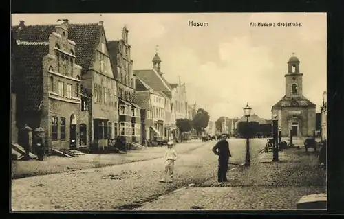 AK Alt-Husum, Grossstrasse mit Kirche