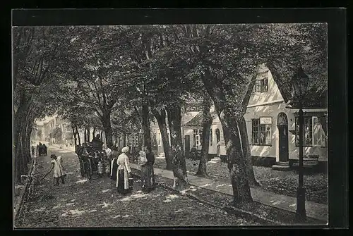 AK Husum, Strasse Osterende mit Geschäft