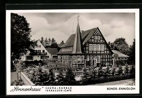 AK Bünde-Ennigloh, Gasthaus Sonnenhaus, Sauna-Kurbad, Terrassen-Cafe