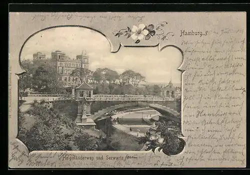 AK Hamburg-St.Pauli, Helgoländerweg und Seewarte