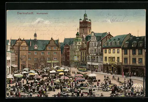 AK Darmstadt, Blick auf den Marktplatz