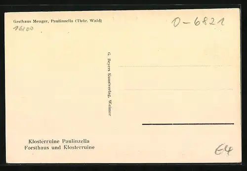 AK Paulinzella /Thür., Gasthaus Menger, Klosterruine Paulinzella