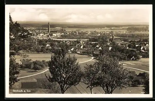AK Simbach am Inn, Gesamtansicht aus der Vogelschau