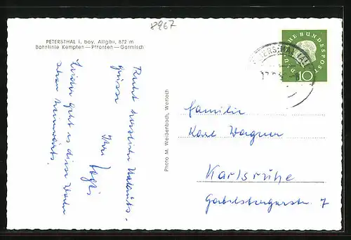 AK Petersthal, Gesamtansicht des Ortes mit Kirche