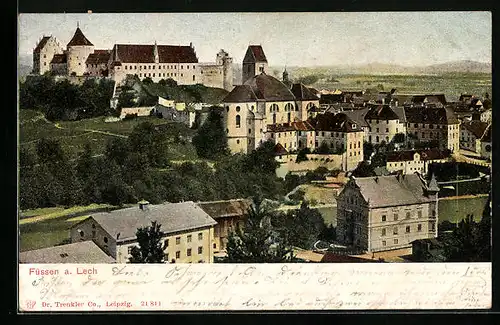 AK Füssen a. Lech, Ortsansicht mit Schloss