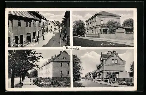 AK Jessnitz, Liebknechtstrasse, Krankenhaus, Leninstrasse, Raguhner Strasse
