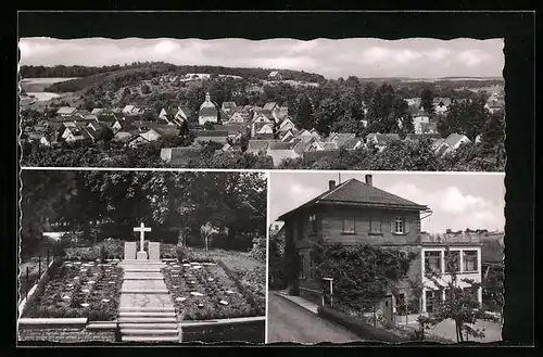 AK Eberstadt /Baden, Gesamtansicht, Friedhof