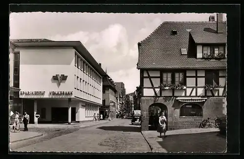 AK Mosbach /Neckartal, Hauptstrasse mit Volksbank
