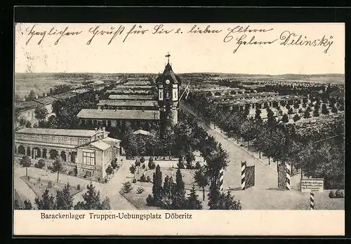 AK Döberitz /Truppenplatz, Barackenlager, Wasserturm