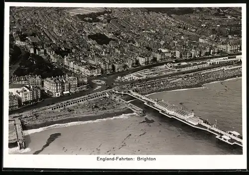 Fotografie Ansicht Brighton, Stadtansicht vom Luftschiff Zeppelin gesehen