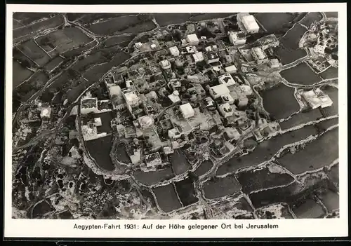 Fotografie Ansicht Jerusalem, auf der höhe gelegener Ort vom Luftschiff Zeppelin gesehen 1931