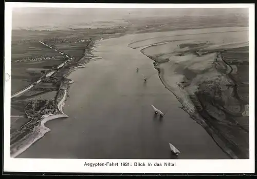 Fotografie Luftschiff Zeppelin Ägyptenfahrt 1931, Blick in das Niltal