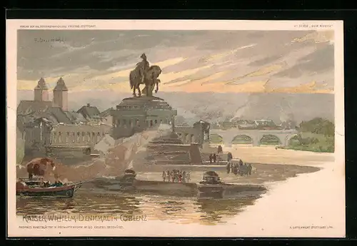 Künstler-AK P. Schmohl: Coblenz, Kaiser Wilhelm Denkmal