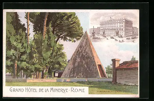 AK Rome, Grand Hotel de la Minerve, Piramide du Cato Cestio