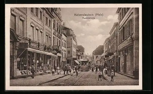 AK Kaiserslautern / Pfalz, Marktstrasse mit Strassenbahn