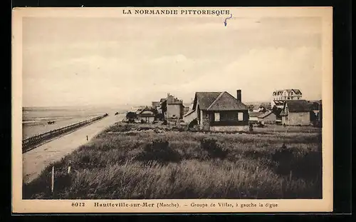 AK Hautteville-sur-Mer, Groupe de Villas, à gauche la digue