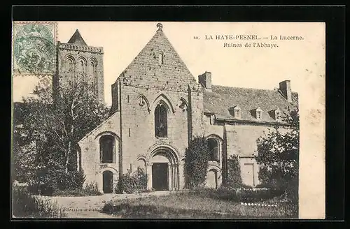 AK La Haye-Pesnel, la Lucerne, Ruines de l'Abbaye