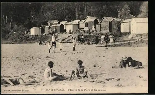 AK St-Jean-le-Thomas, l'Entrée de la Plage et les Cabines