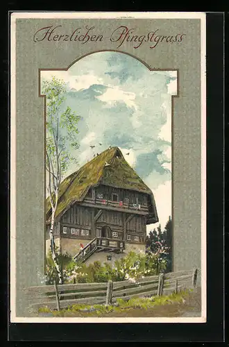 AK Reetdachhaus zu Pfingsten