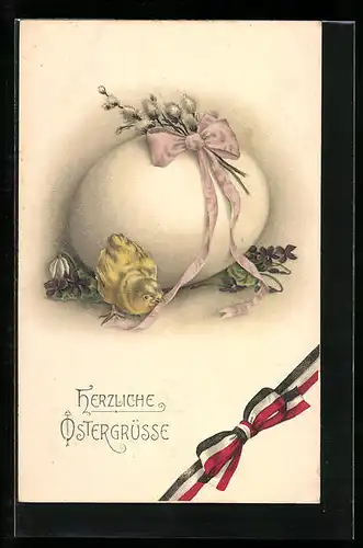 AK Osterei mit Osterküken