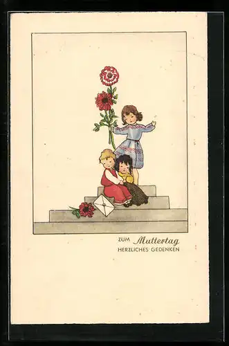 AK Kinder mit Blumen zum Muttertag