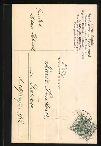 AK Umgefallener Korb mit Glücksklee, Glückliches Neujahr