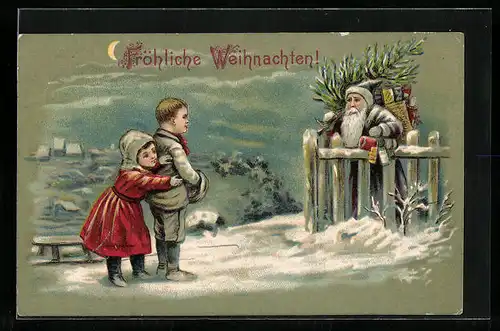 AK Weihnachtsmann begrüsst Kinder