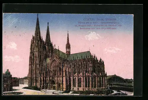 AK Köln, Dom von Süden gesehen