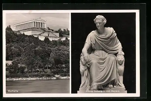 AK Walhalla, Statue König Ludwig I. von Bayern