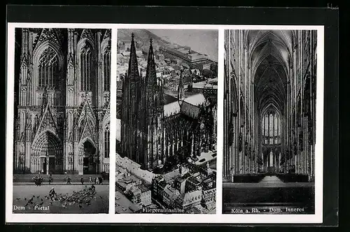 AK Köln, Dom, Portal, Fliegeraufnahme, Inneres