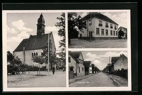 AK Neuburgweier, Auerstrasse, Schule und Kirche
