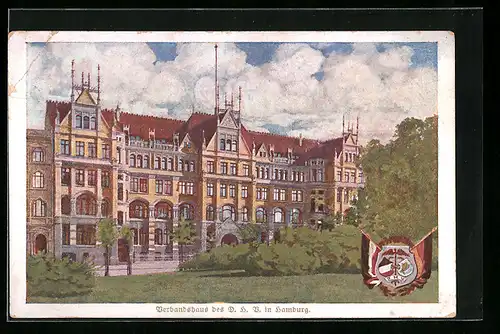 AK Hamburg-Neustadt, Verbandshaus des D. H. B., Wappen