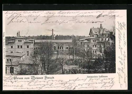 AK Weisser Hirsch, Sanatorium Lahmann aus der Vogelschau