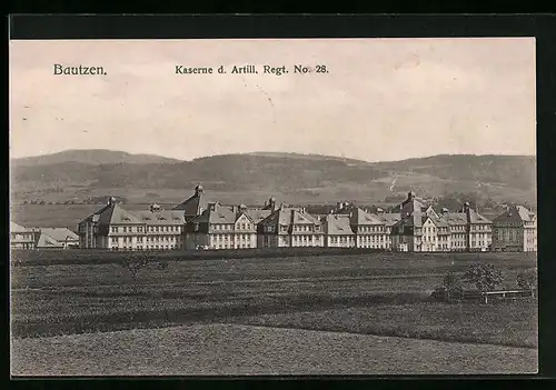 AK Bautzen, Kaserne des Artillerie Regt. No. 28 mit Umgebung