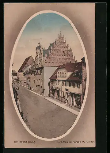 AK Neustadt /Orla, Karl-Alexanderstrasse mit Rathaus