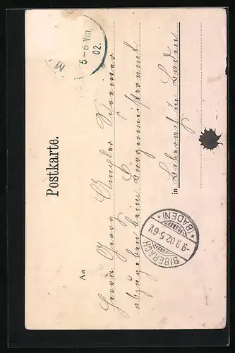 AK Mering, Strassenpartie mit Blick zum Kirchturm