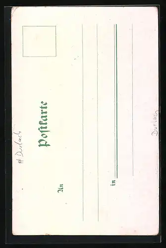 Lithographie Durlach, Mittelalterliche Wache am Thurmberg