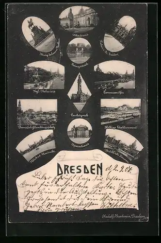AK Dresden, Opernhaus, Akademie, Helbigs Etablissement