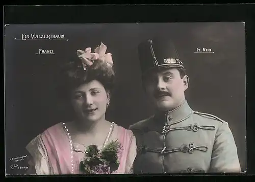 AK Operette Ein Walzertraum, Franzi mit Lt. Niki