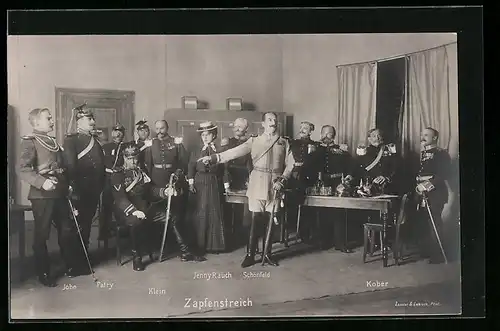 AK Operette Zapfenstreich, Szene mit Jenny Rauch und Schönfeld