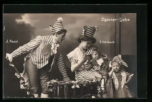 AK Operette Zigeuner-Liebe, Spielszene mit J. Resny und E. Fahrbach
