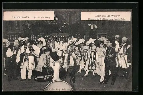 AK Operette Die lustige Witwe, Spielszene