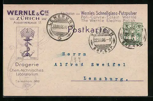 AK Reklame für Wernles Schnellglanz-Putzpulver