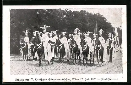 AK Wien, Festzug des X. Deutschen Sängerbundfestes, 22. Juli 1928, Fantasiereiter
