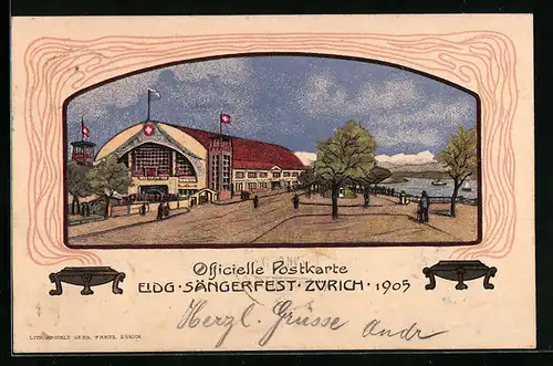 Künstler-AK Zürich, Eidg. Sängerfest 1905, Festhalle