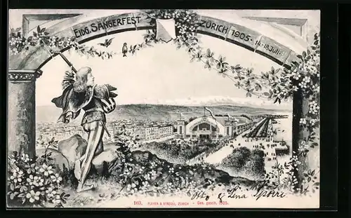 AK Zürich, Eidg. Sängerfest 14.-18. Juli 1905