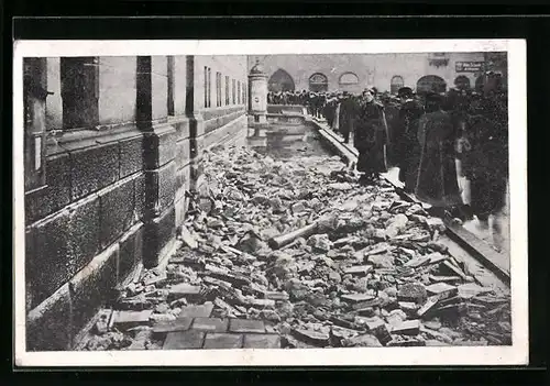 AK Nürnberg, Wasserkatastrophe 4.-6. Februar 1909, Aufriss am Justizgebäude