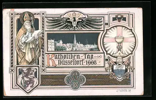 AK Düsseldorf, Katholiken-Tag 1908, Ortsansicht