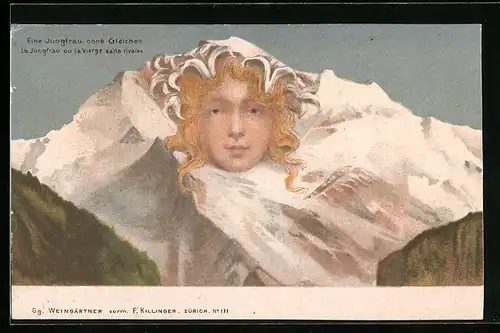 Künstler-AK Killinger Nr. 111, Berg mit Gesicht / Berggesichter, Eine Jungfrau ohne Gleichen